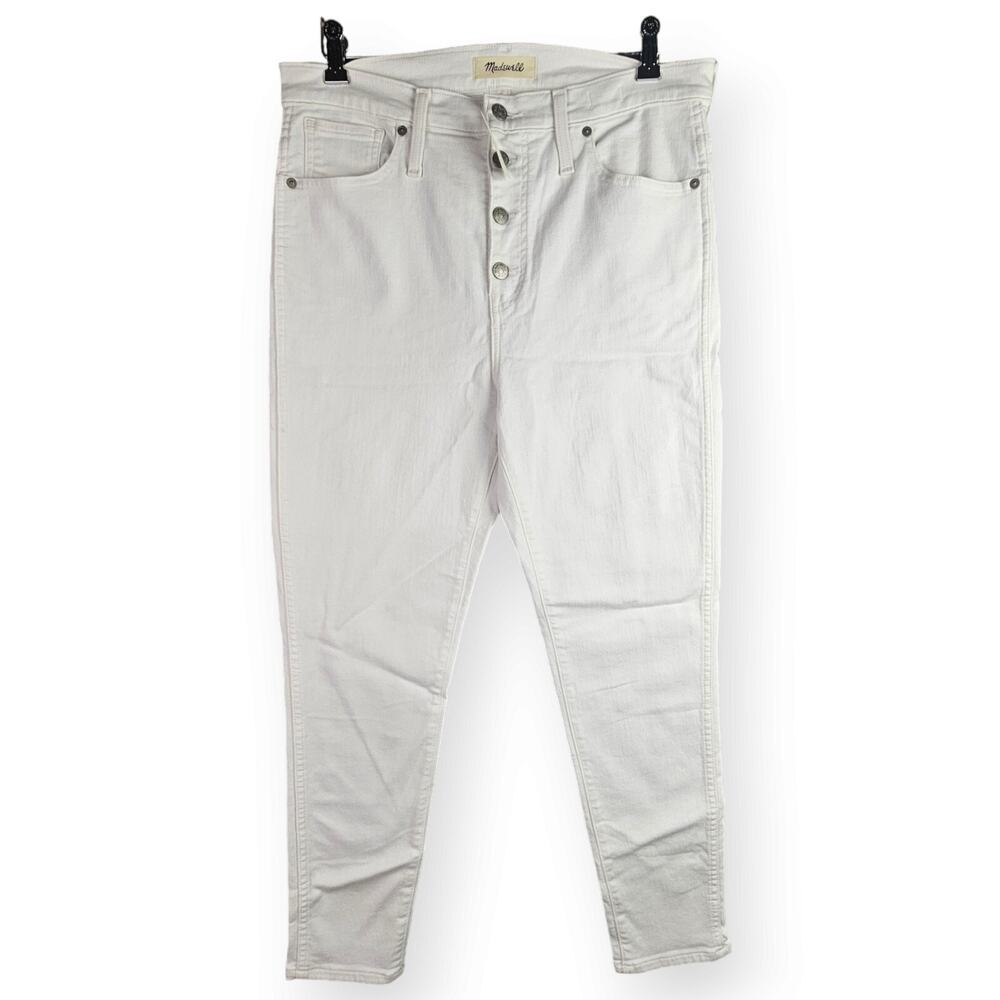 Madewell Size 32 10" High Rise Button Front Skinny Crop Jean White Pant